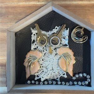 Unique Owl Wall Art with Gold Accents